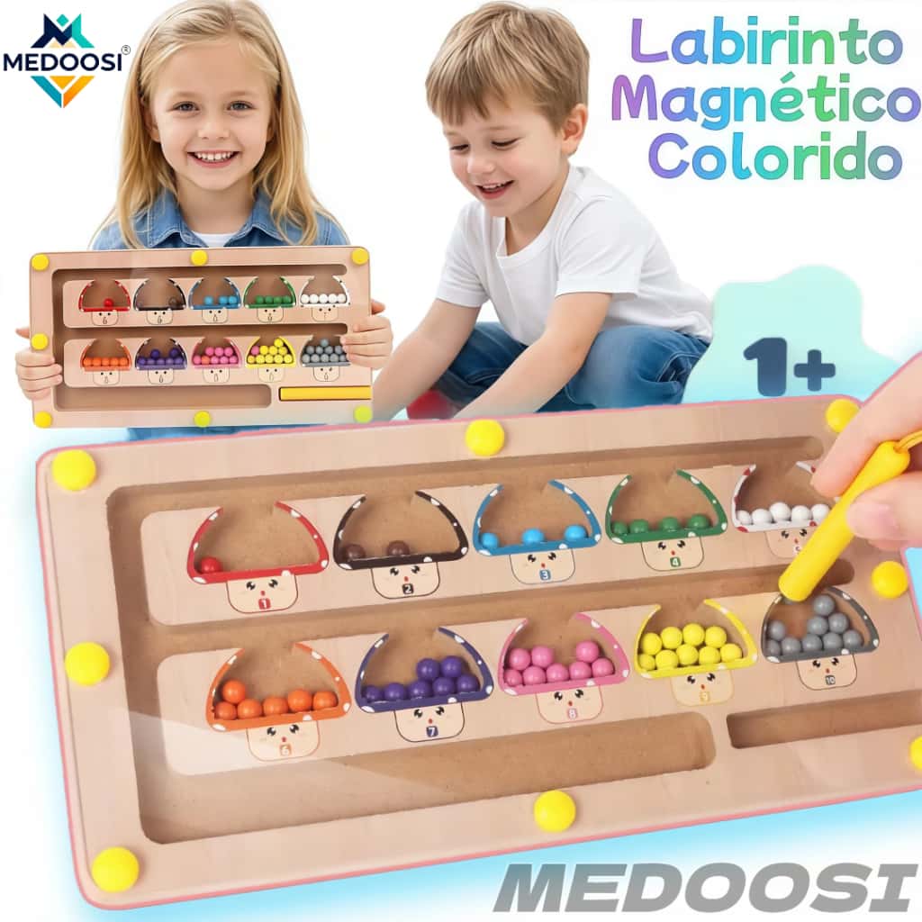 Jogos ​​Labirinto Magnético Montessori de Madeira - Classificação de Cores para Criança / Infantil Brinquedo Educativo, imagem 1 de 1