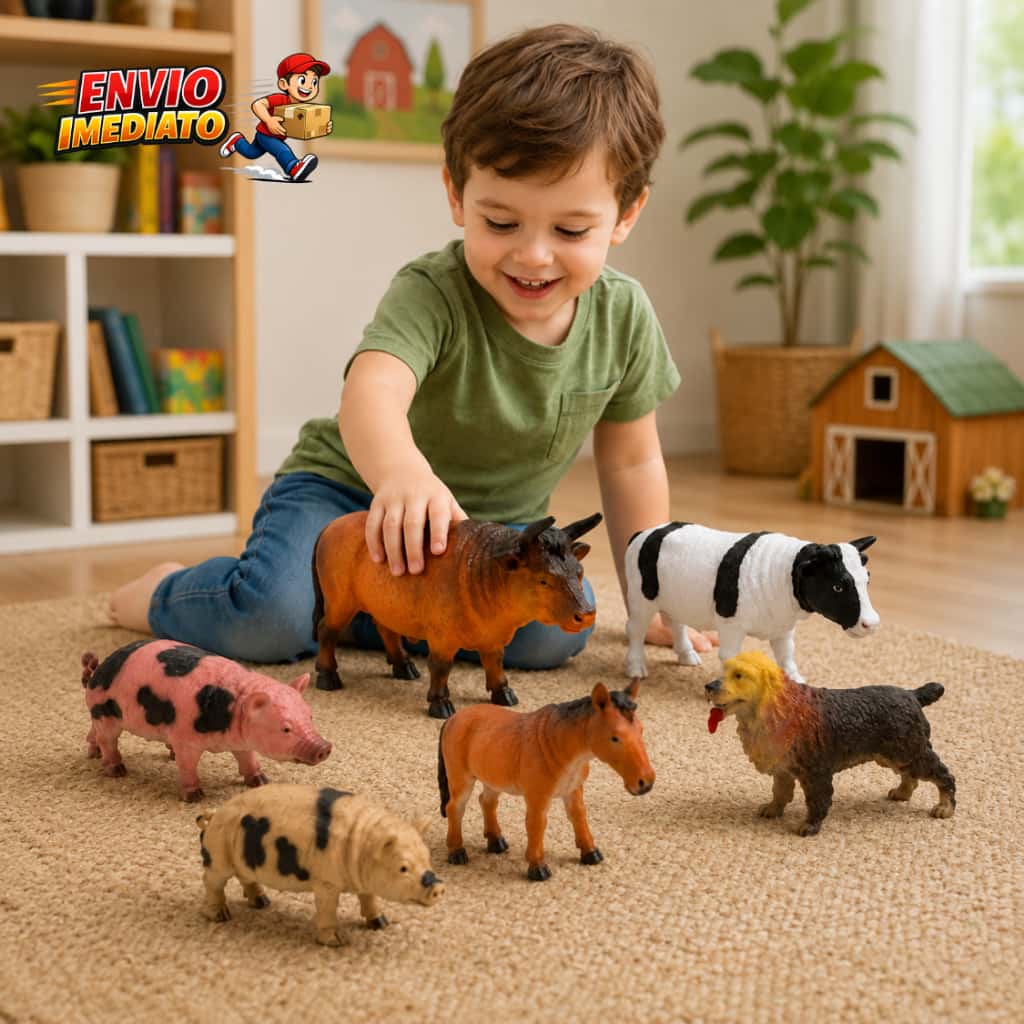 Kit 6 Animais Borracha Grande Brinquedo Infantil Fazendinha Educativa Colecionável Presente Crianças Meninos Meninas, imagem 1 de 1