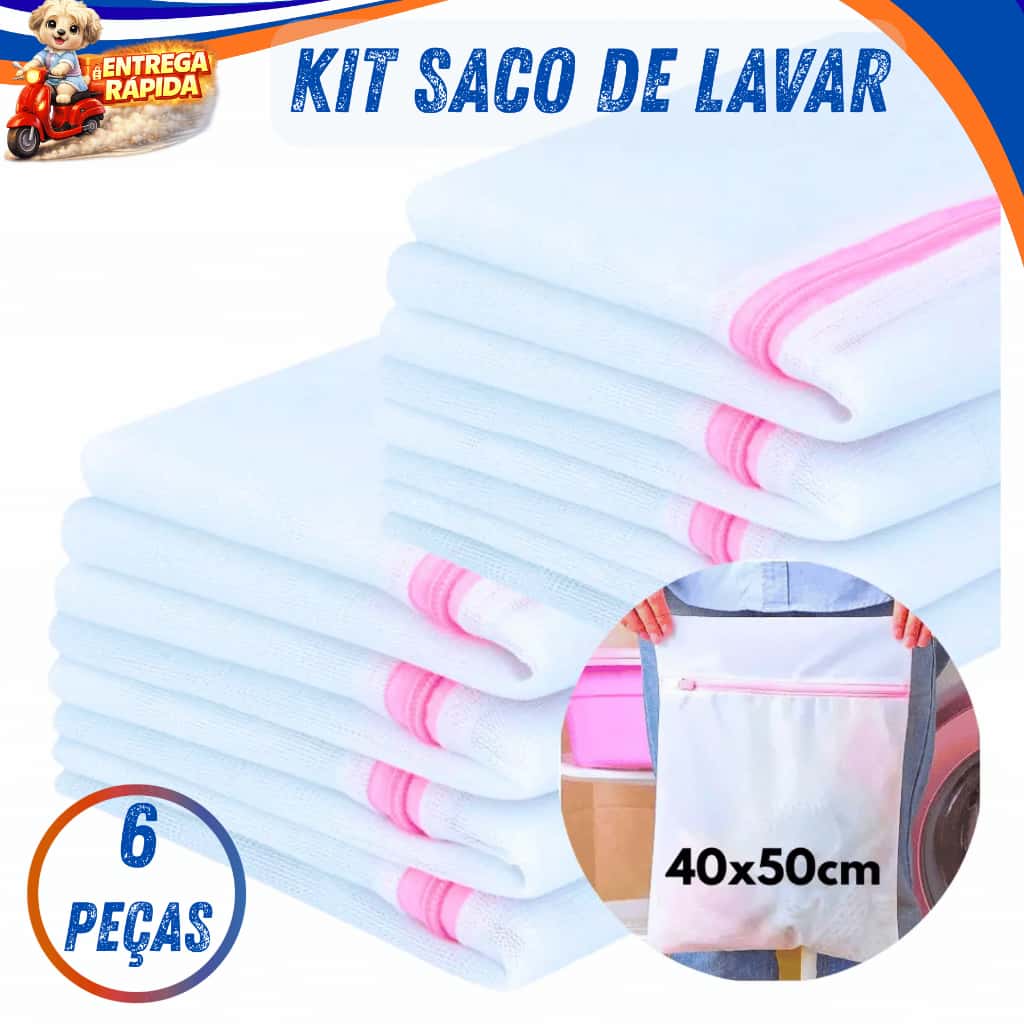 Kits 6 Saco Protetor para Lavar Roupa Delicadas com Zíper Organizador Lavadora e Máquina Roupas Bebe, imagem 1 de 1