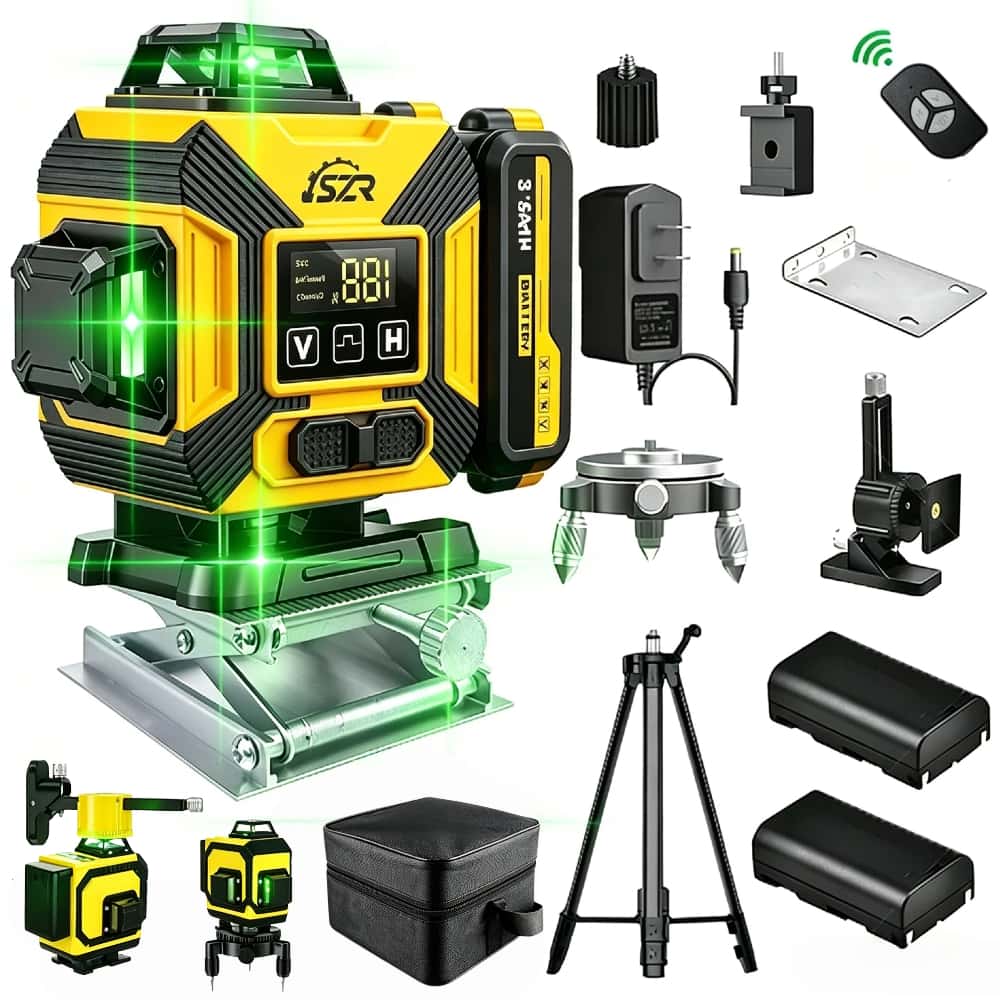 Nível Laser Verde 12/16 Linhas Autonivelante 360° - Recarregável com Controle Remoto 3D/4D Profissional, imagem 1 de 1