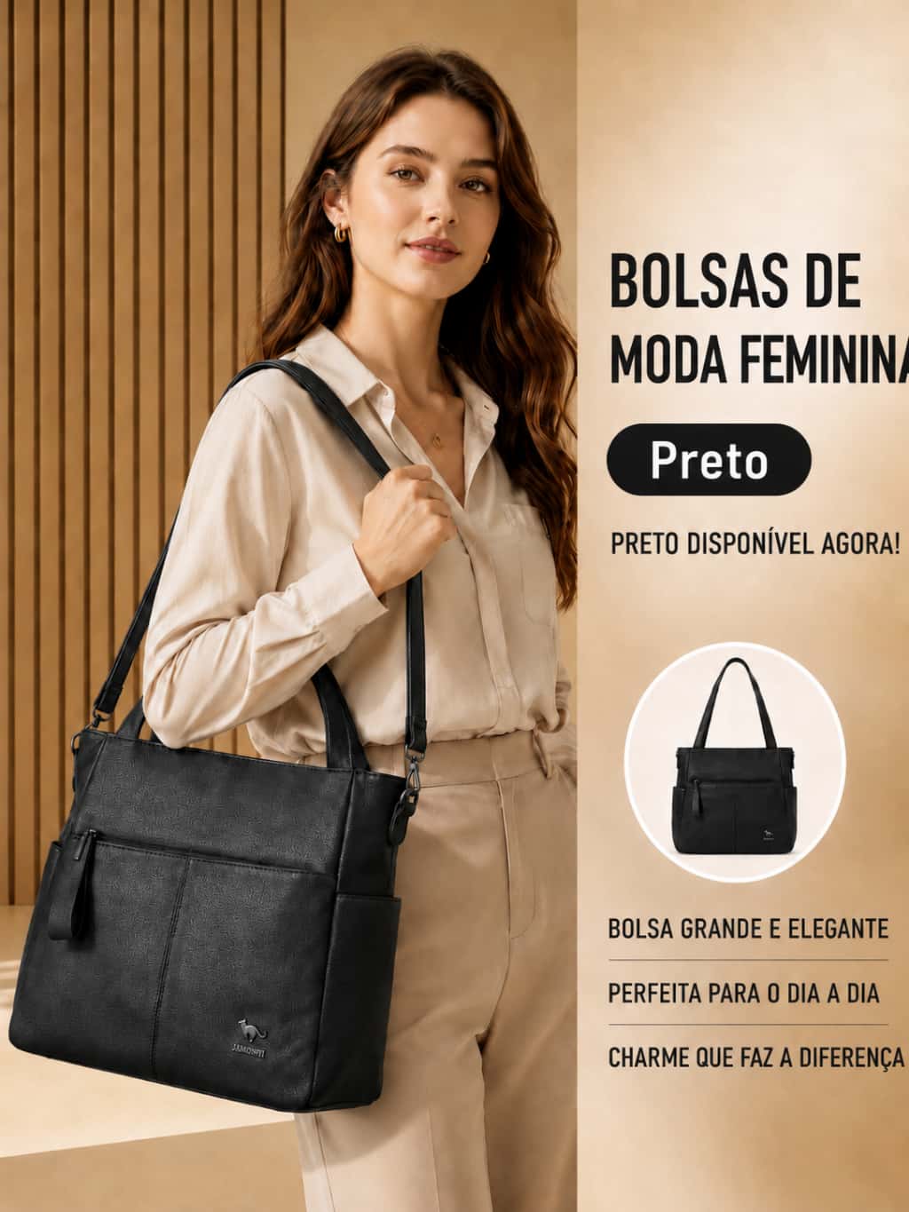 TOMI MITO Bolsa Feminina Grande para Escritório e Rotina com Alça de Ombro Bolso Frontal e Zíper B742, imagem 1 de 1
