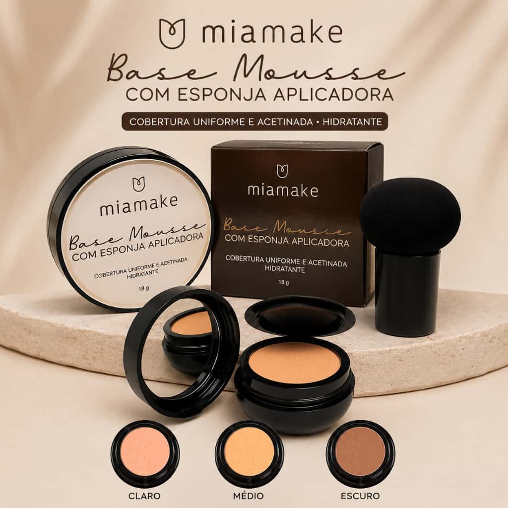 BB Cream/Base/Corretivo com Esponja com Formato de Cogumelo / Base Clareador Maquiagem Creme Clareador Cor Marfim e Natu, imagem 1 de 1
