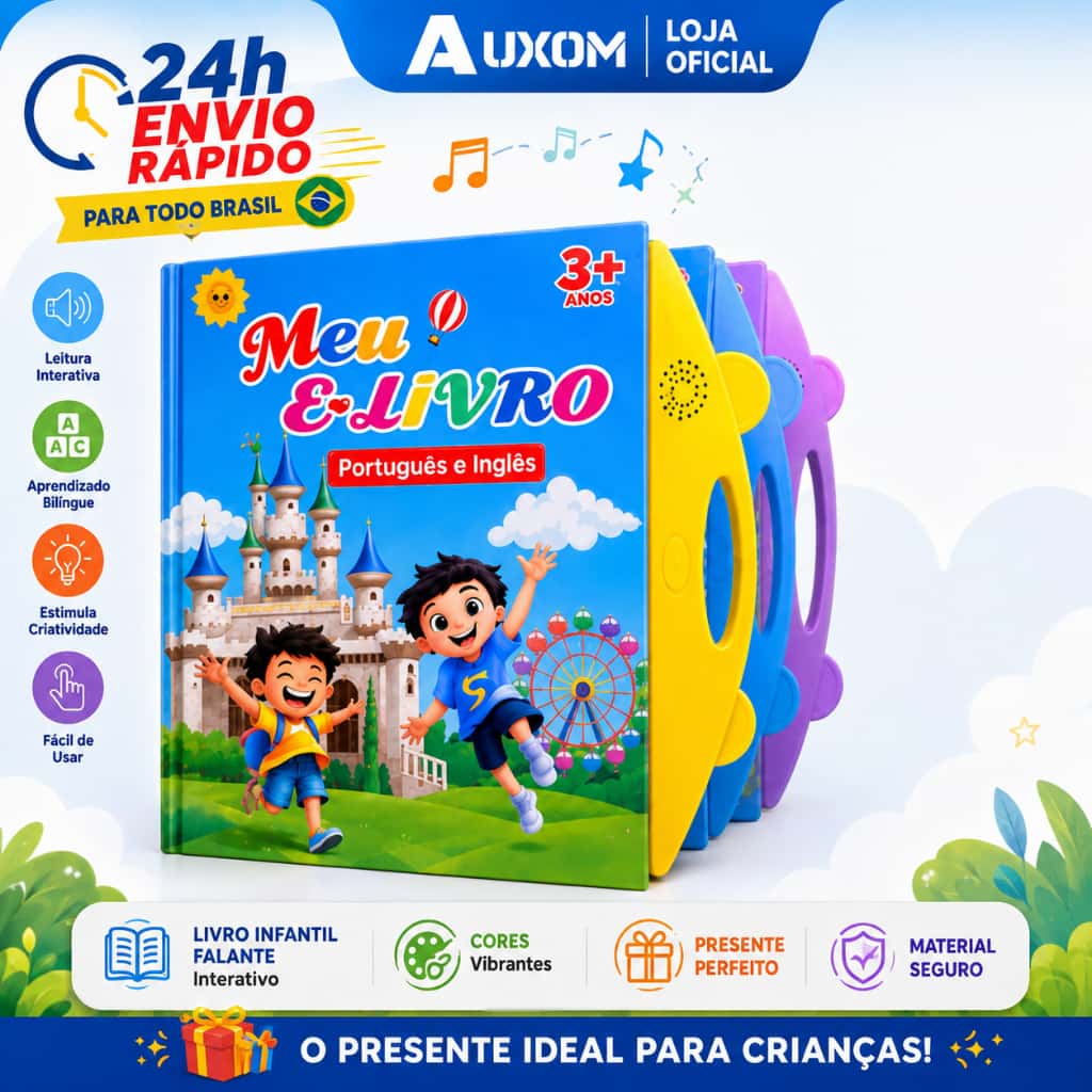 Livro Infantil Falante Bilíngue Português/Inglês Educativo Interativo com Som, imagem 1 de 1