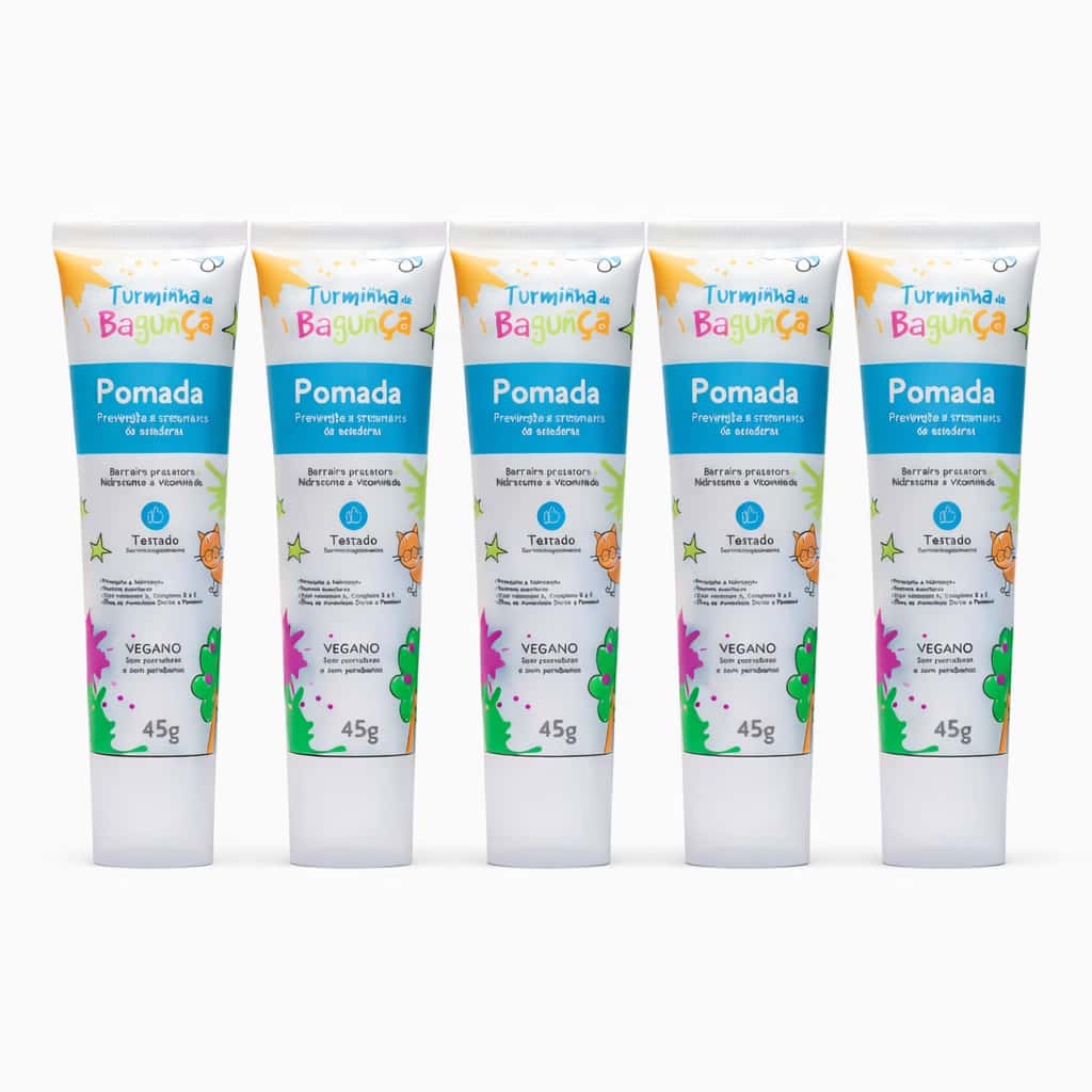 Kit 5 Pomadas Preventivas para Assaduras 45g Turminha da Bagunça Pomada Bebê, imagem 1 de 1