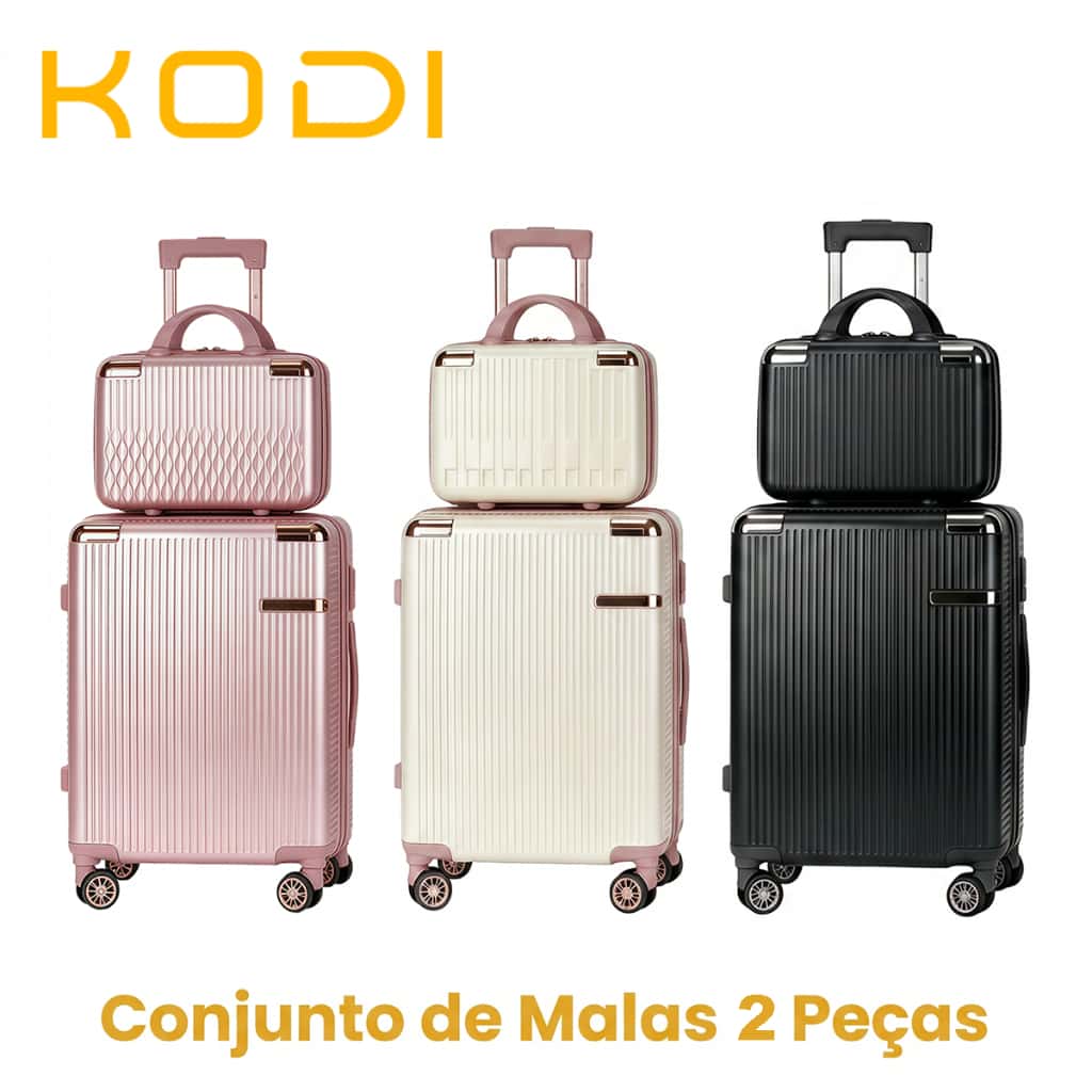 Kit Mala de Viagem 20 Pol com Frasqueira 10 kg 4 Rodas Giratórias 360° Zíper Expansível em Fibra-V7, imagem 1 de 1