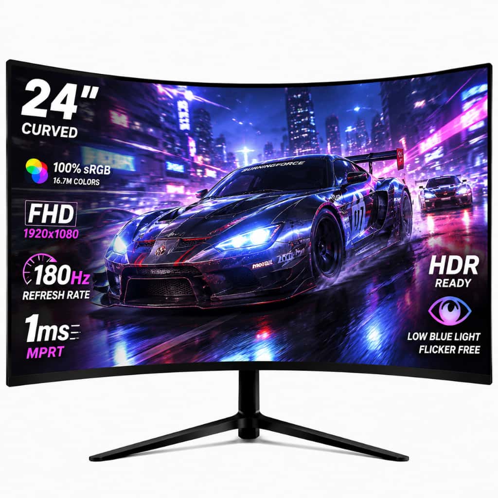curva Monitor Gamer 24/27" FHD 180Hz IPS 100% sRGB Leve e VESA Alto-Falante Integrado,HDMI/DP, HDR Ampla Visão, imagem 1 de 1
