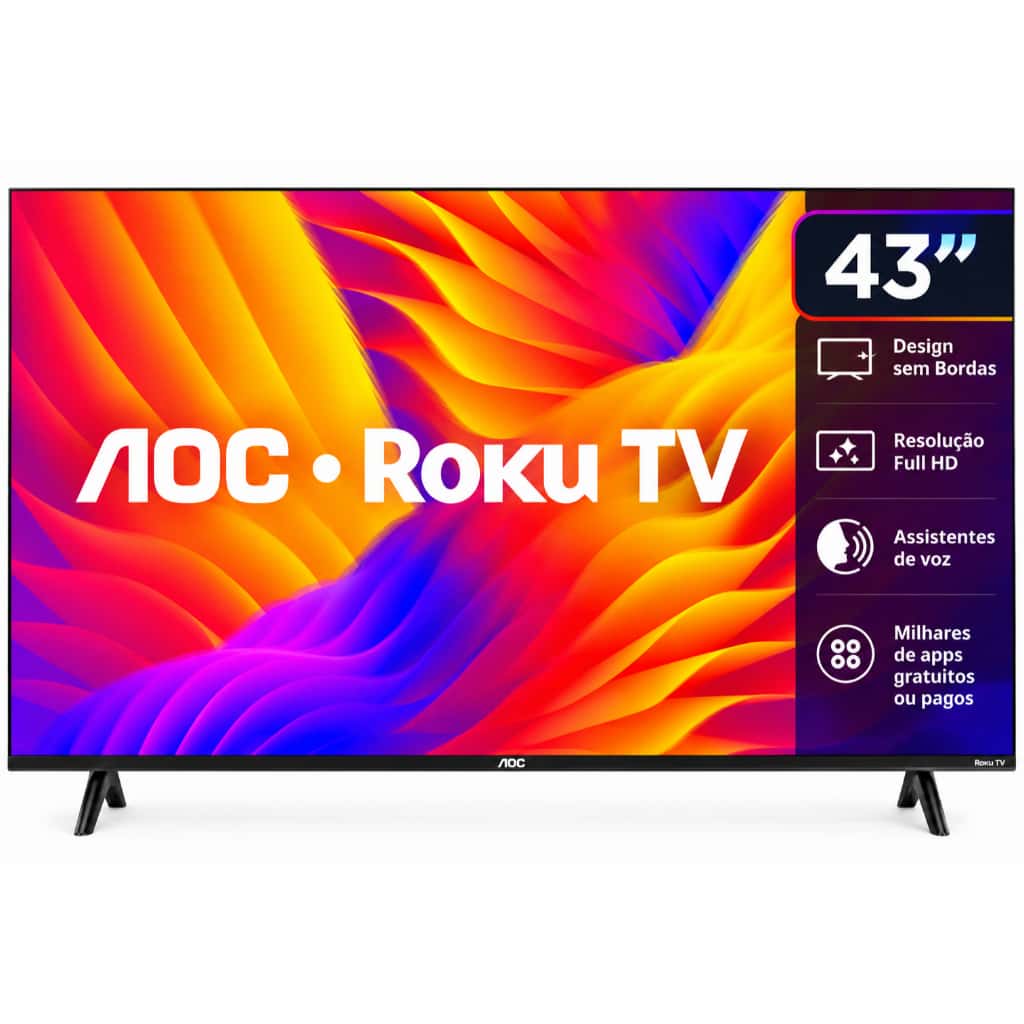 Smart TV AOC 43" Full HD LED Roku Wi-Fi USB HDMI 43S5155/78G, imagem 1 de 1