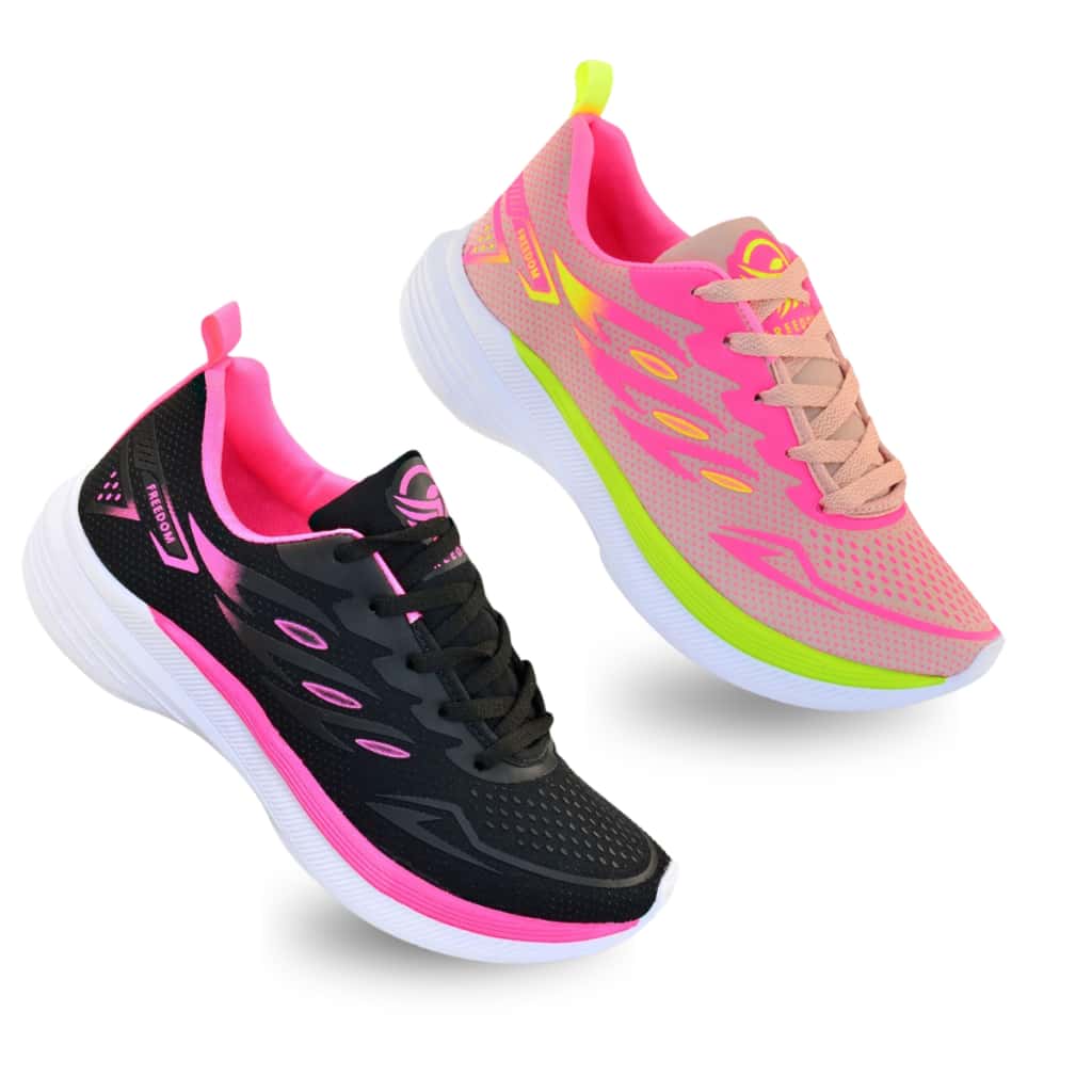 Kit 2 Pares Tenis Feminino Fit Esportivo Academia Corrida Confortavel Macio Leve, imagem 1 de 1
