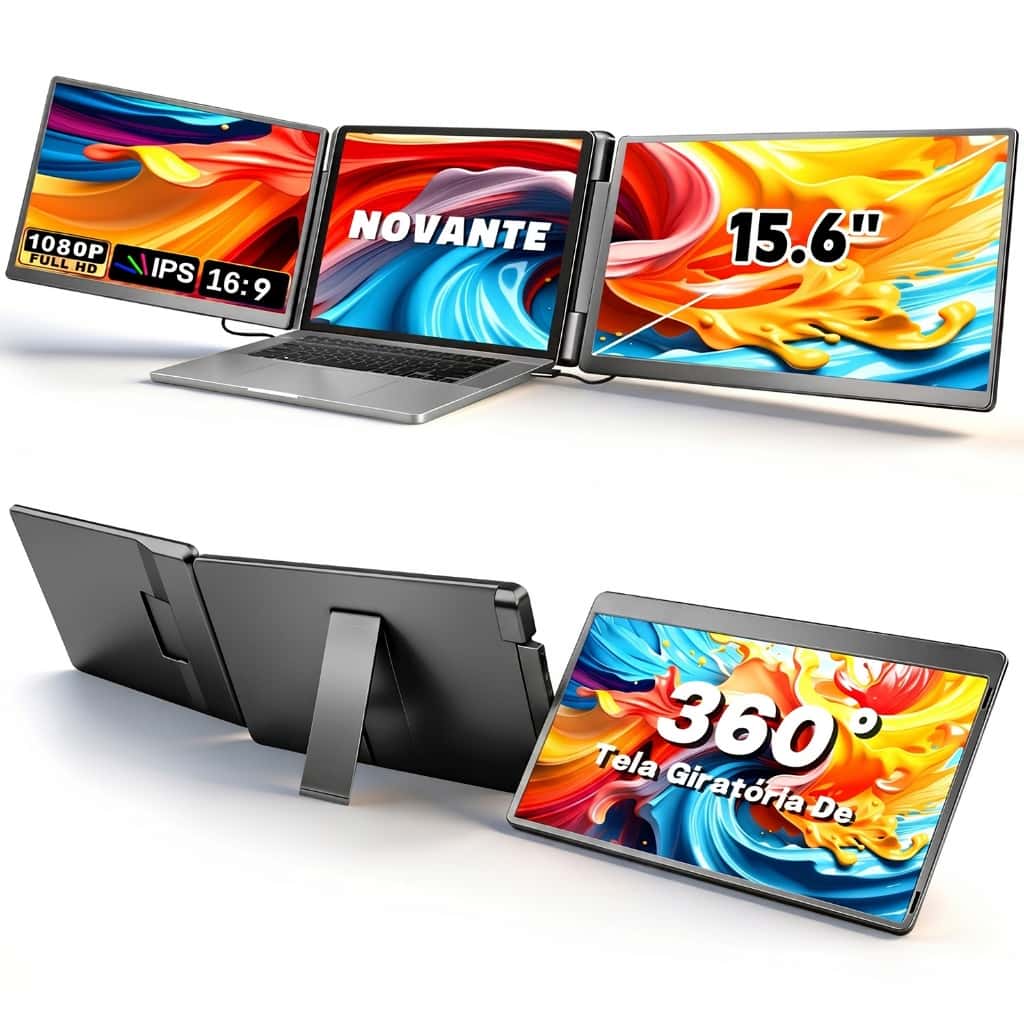 Monitor Portátil Expansor NOVANTE  de Tela Dupla 15.6" FHD 1080p IPS, Tela Rotativa 360° para Notebook, imagem 1 de 1