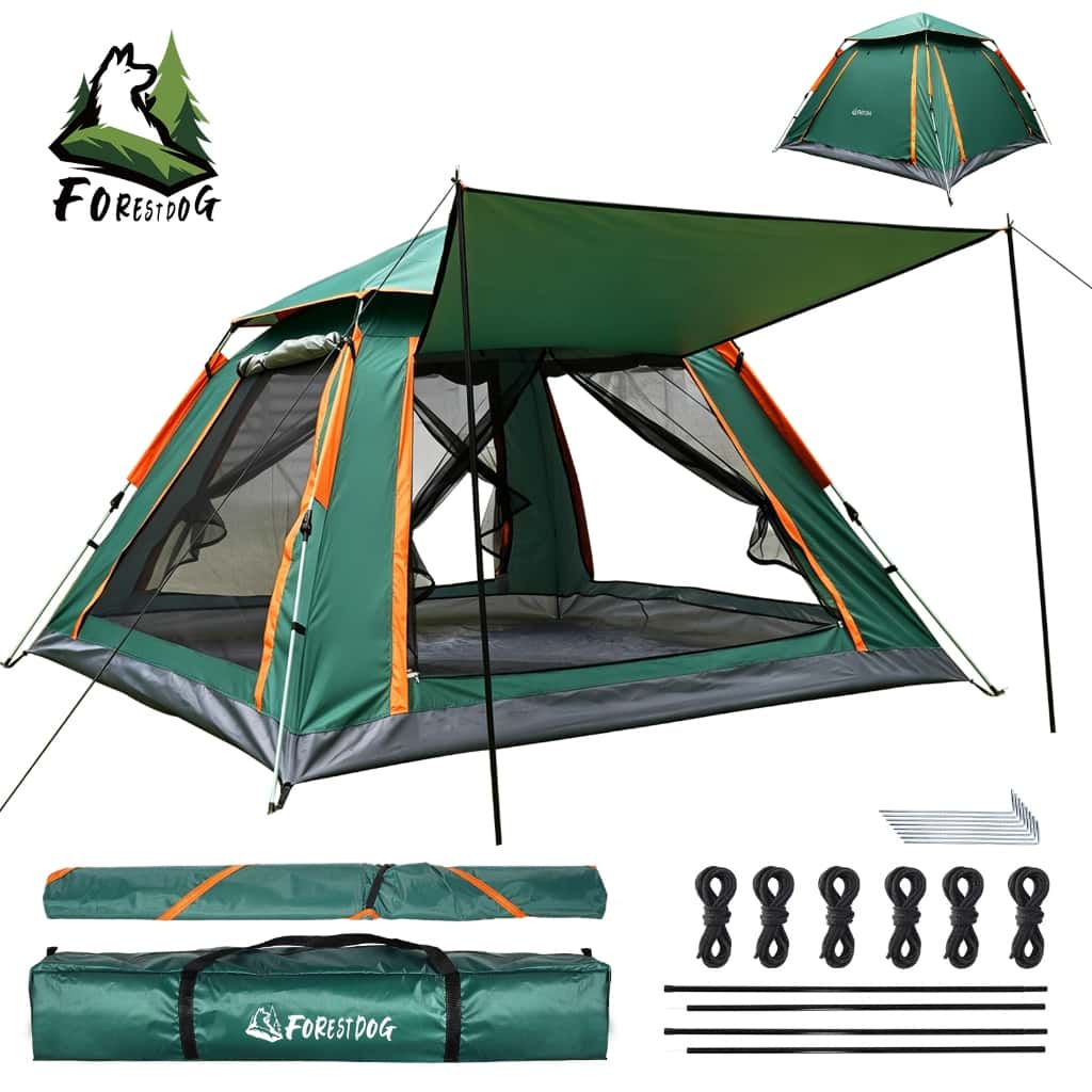 Barraca Camping Familiar 5-6 Pessoas FORESTDOG Automática Grande Com Toldo E Tela Mosquiteiro, imagem 1 de 1