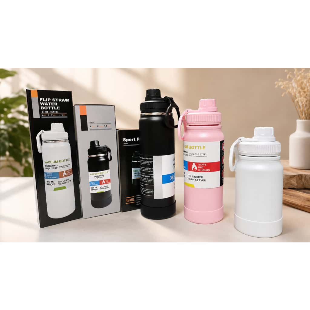 Garrafa Térmica Inox 350ml 600ml 800ml Parede Dupla a Vácuo com Alça Base Antiderrapante, imagem 1 de 1