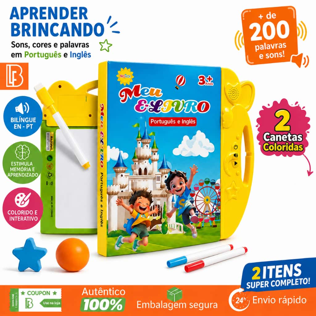 Livro Interativo com Som Bilíngue Português-Inglês Educacional, imagem 1 de 1