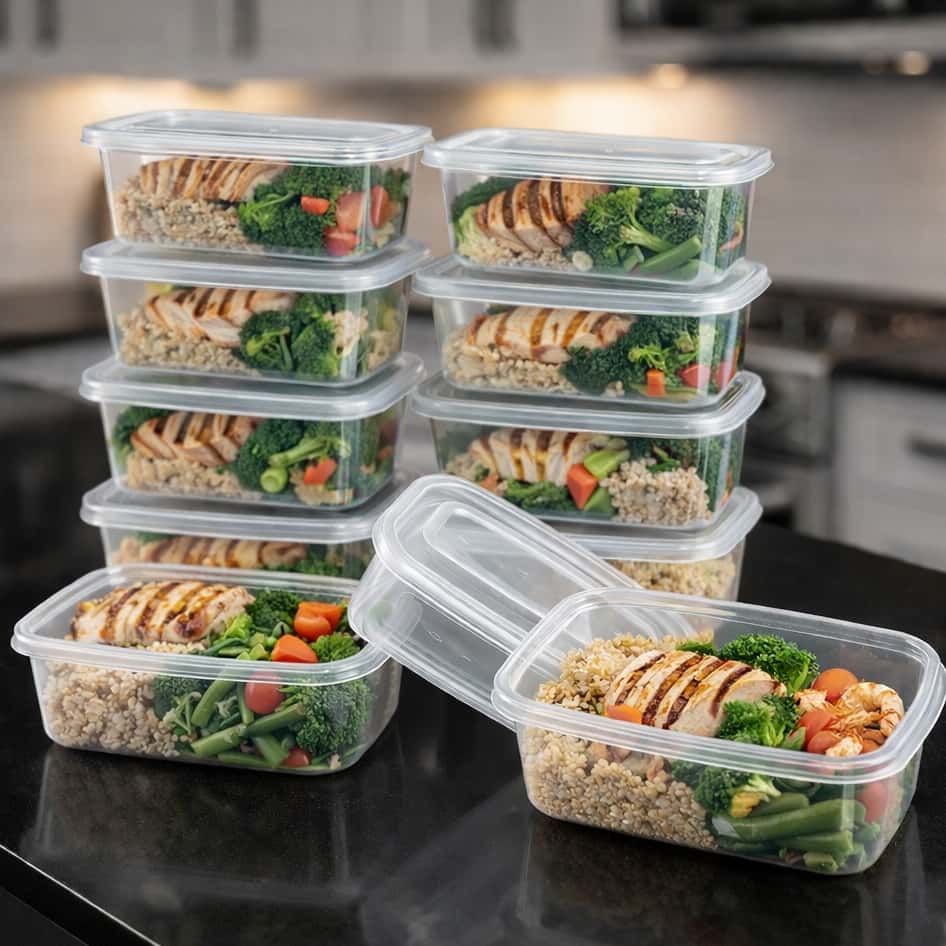 Potes Marmitas 1.000ml 1kg 10/8/6/4/1 Unidades Vasilhas transparentes BPA FREE reutilizável microondas, imagem 1 de 1