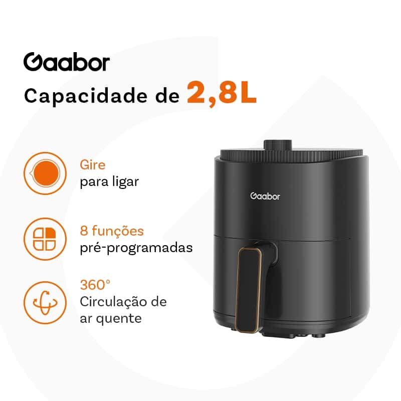 Gaabor Fritadeira  Air Fryer 2,8L 360° Ar Quente Timer 60 Min 200°C Antiaderente Sem BPA AF-35M02A-1, imagem 1 de 1