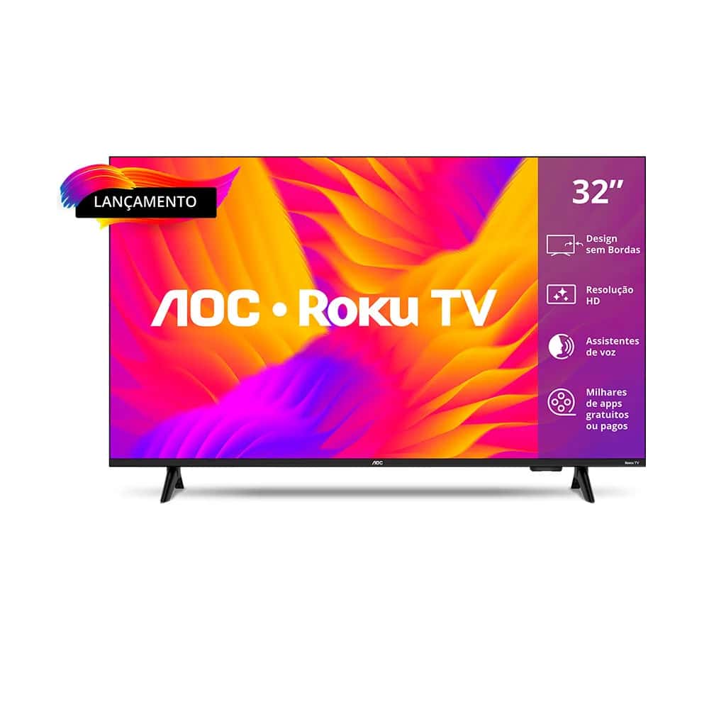 Smart TV AOC LED 32" HD WI-FI Roku TV HDMI USB, imagem 1 de 1
