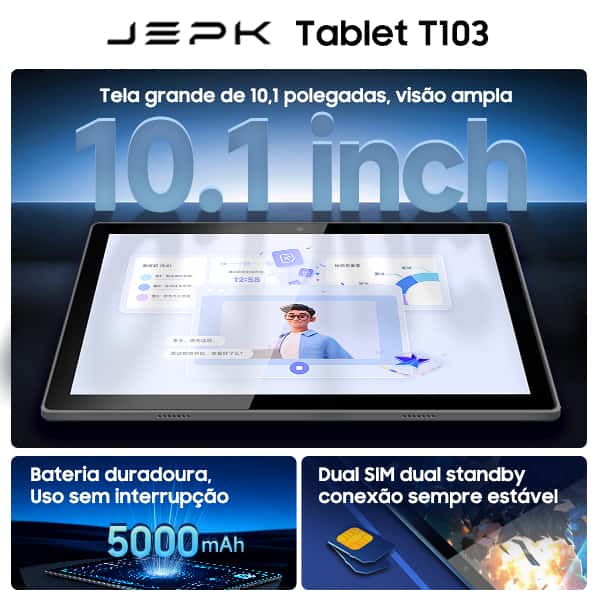 2026NOVO Tablet 10.1 Polegadas  Android 14 | Teclado Bluetooth + Caneta …Stylus — Perfeito para Estudo e Negóc T03, imagem 1 de 1