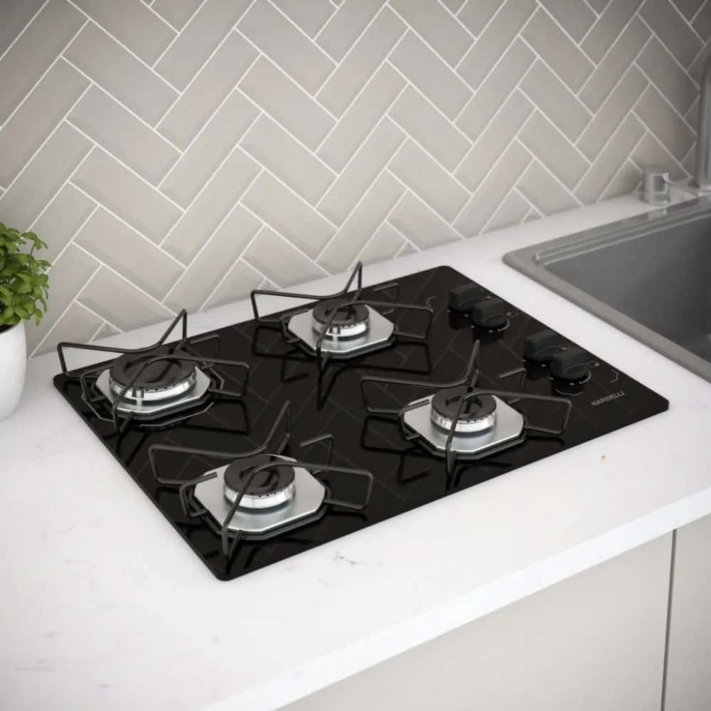 Fogão Cooktop Fogatti à Gás Ori 4 Bocas Vidro Preto Flange Inox Bivolt - Acendimento automático, imagem 1 de 1