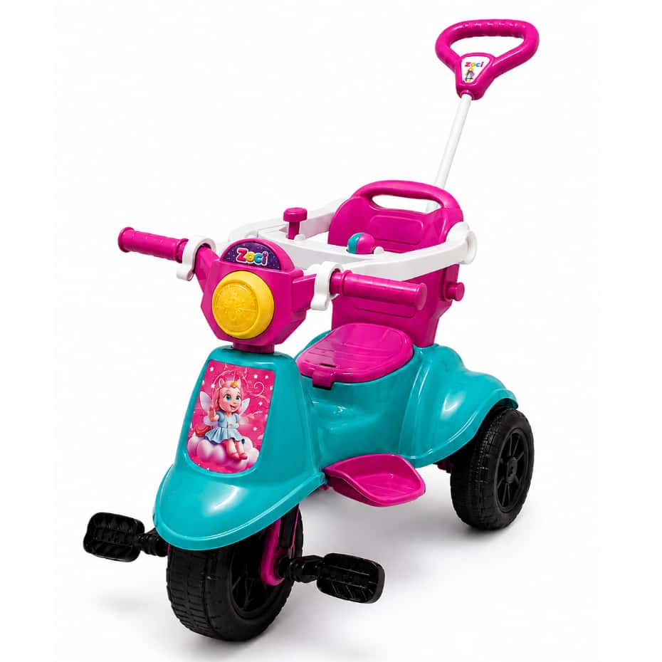 Triciclo Carrinho Motoca C/ Guia Passeio e Pedal Avespa Colorido Infantil Empurrador, imagem 1 de 1