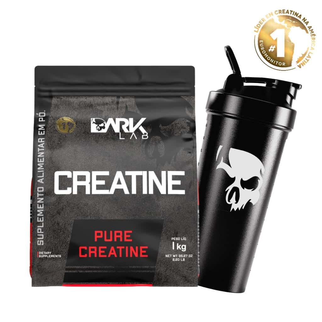 Creatina refil 1kg monohidratada + Coqueteleira Fuse com Rede 700ml Preta - Dark Lab, imagem 1 de 1