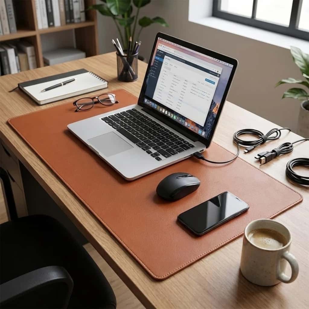 Mouse Pad Desk Pad Couro Borda Costurada Gigante Antiderrapante Tapete Mesa Gamer Setup Trabalho Estudo Protetor Mesa, imagem 1 de 1