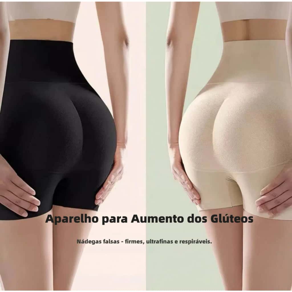 Calcinha Short Modeladora de Barriga Enchimento de Glúteos Levanta Bumbum Cor preta e bege, imagem 1 de 1