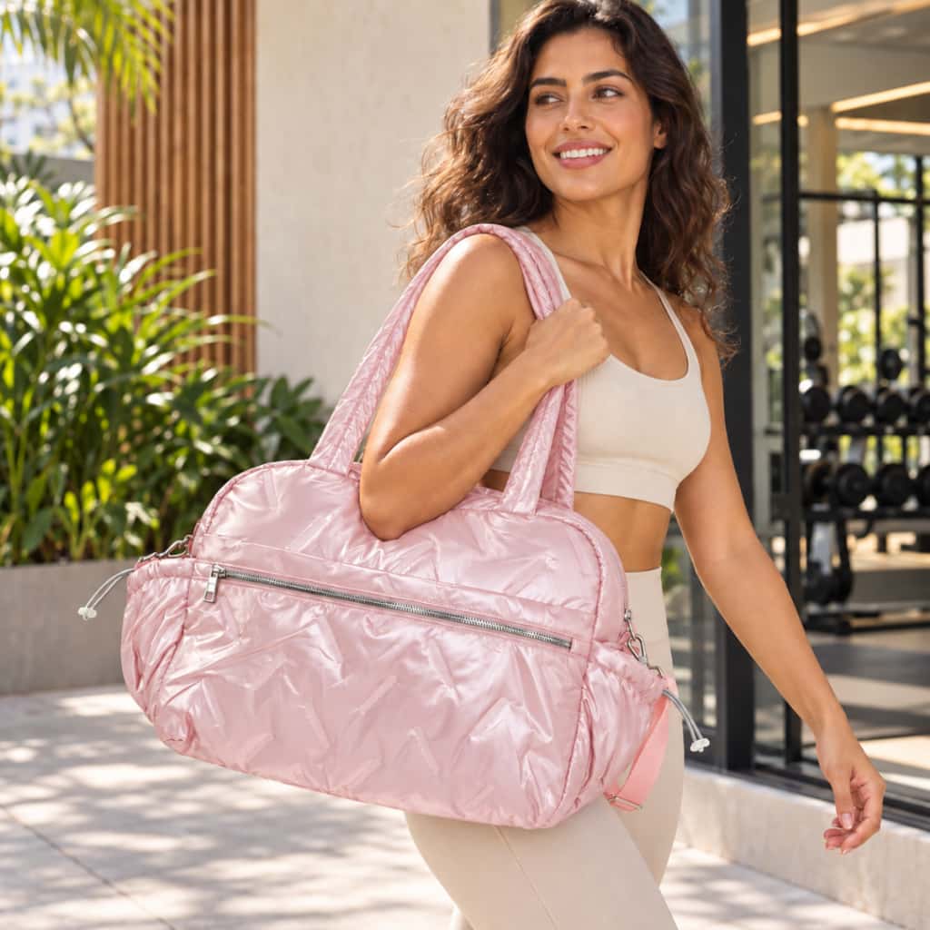 Bolsa Feminina Grande Couro Brilhante Retrô 2026 Nova, Tiracolo Ombro c/ Seco/Molhado, Mulheres PUFF, imagem 1 de 1