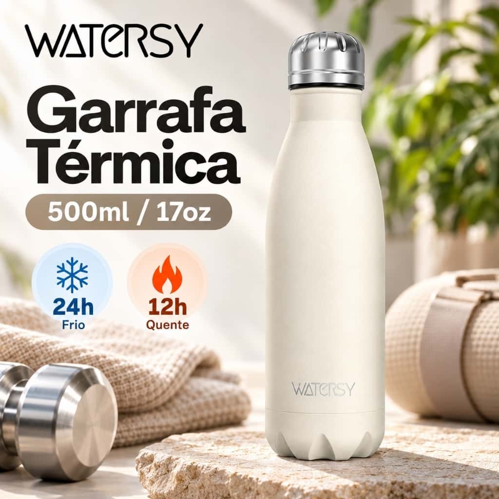 Watersy Garrafa térmica 304 Aço Inox Portátil garrafa de água 500ml Inox Colorida Academia Escola Trabalho Escritório, imagem 1 de 1