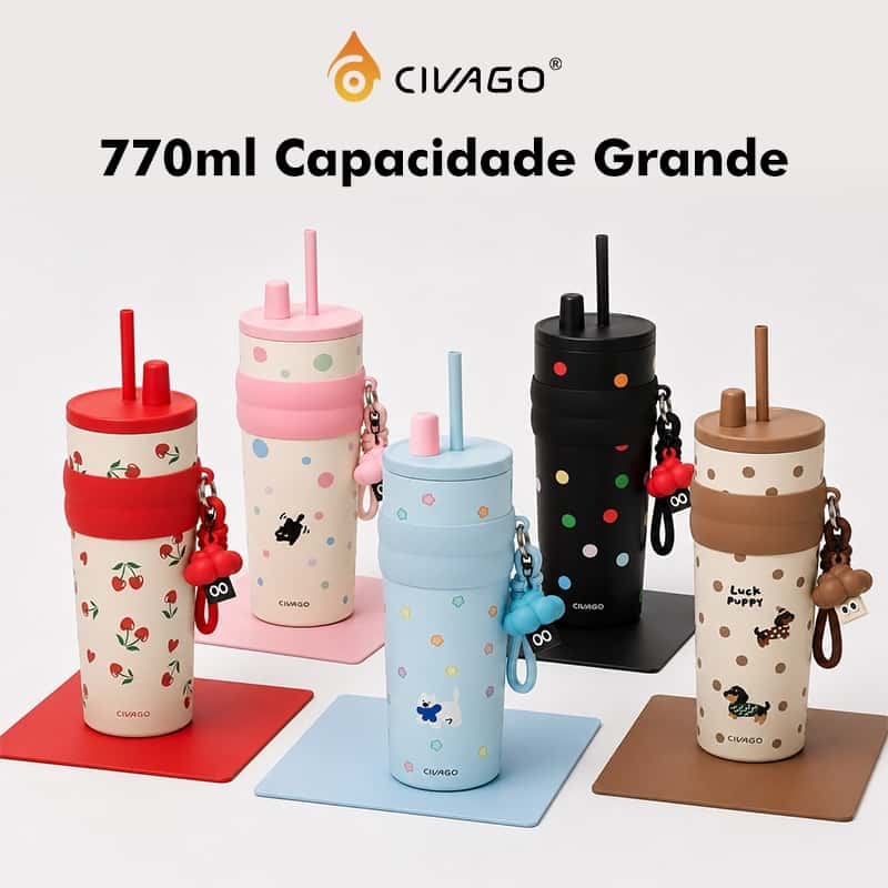 CIVAGO Copo Térmico 770ml Fashion Garrafa Térmica Aço Inox Revestimento Interior Cerâmico Antivazamento e Anti-poeira, imagem 1 de 1