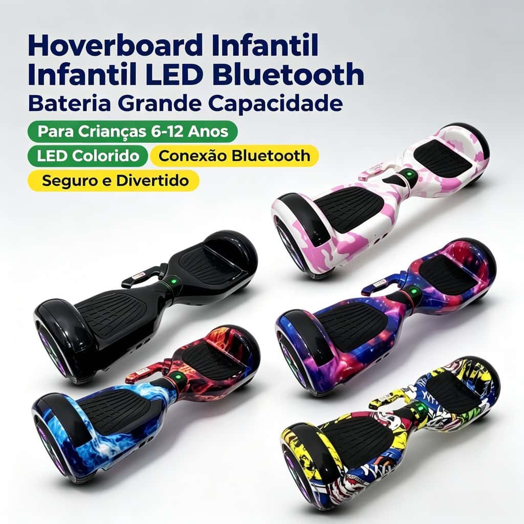 Hoverboard Infantil Skate Elétrico 6.5" Led Bluetooth Bateria De Grande Capacidade Endurance Forte-P10, imagem 1 de 1