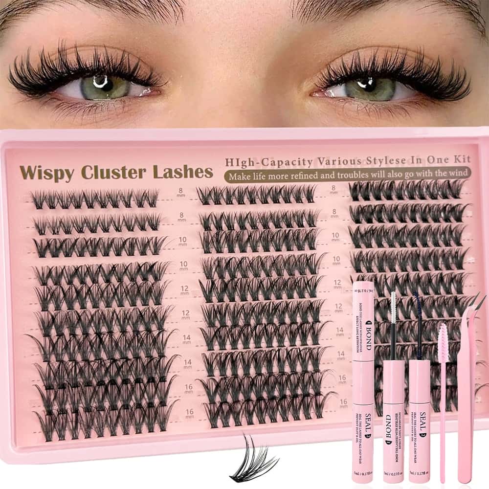 Kit Cílios Tufinho Cluster Wispy 8-16mm Cílios Postiços para Extensão com Cola Pinça, imagem 1 de 1