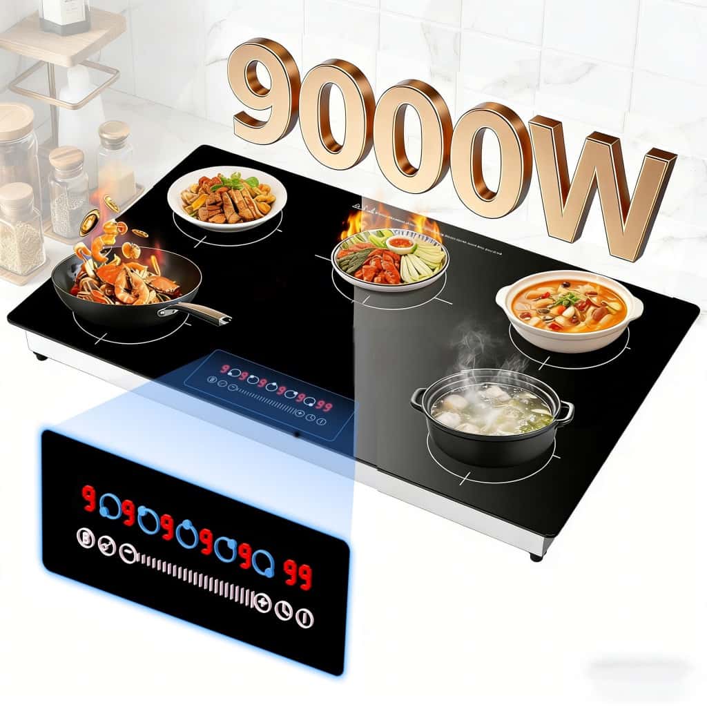 Cooktop Indução 5 Bocas embutir 127V/220V Painel Touch Mesa Vitrocerâmica 9000W-Fogão de indução 32inch, imagem 1 de 1