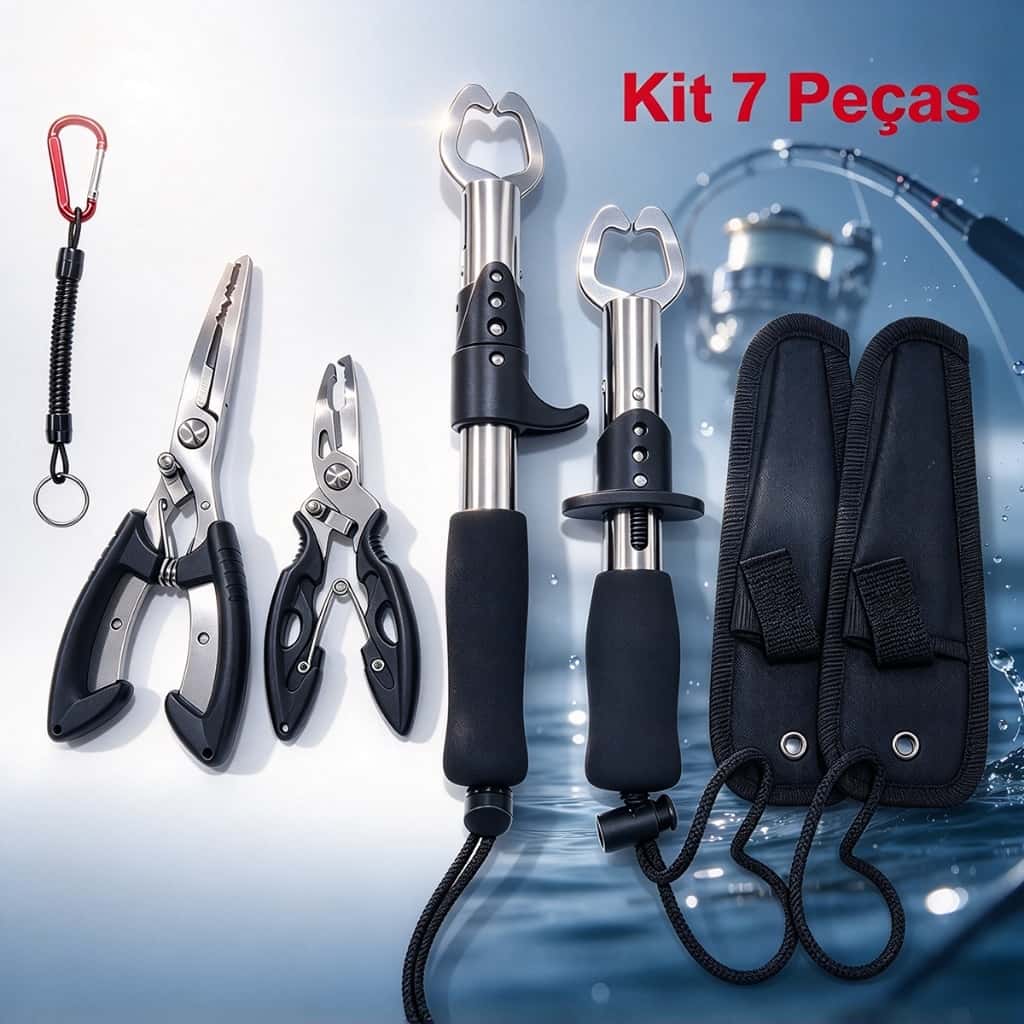 Kit 3/4/7 Peças Pegador de Lábio de Peixe e Alicate Multifuncional Pesca Aço Inoxidável, imagem 1 de 1