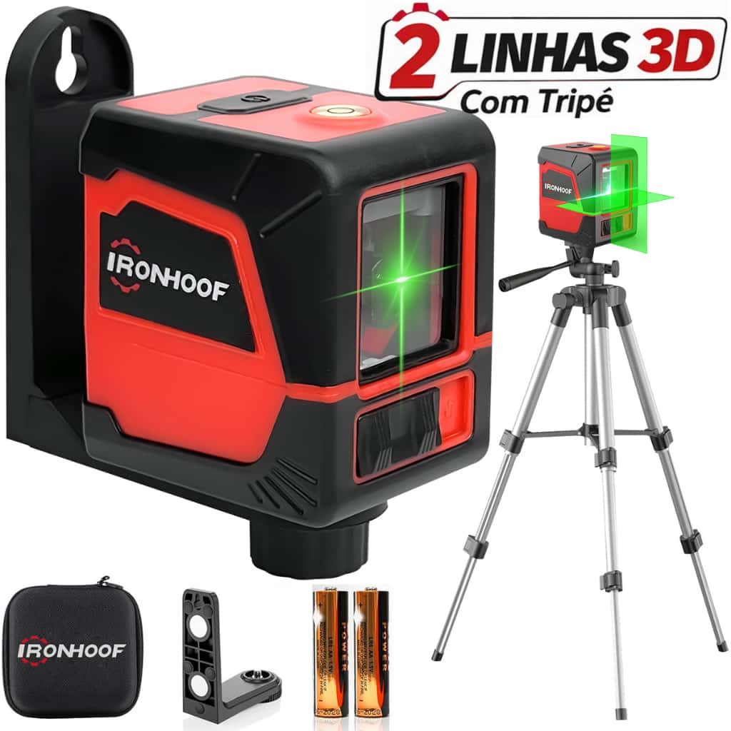 Nível Laser Profissional 2 Linhas Verde Autonivelante Com Tripé, imagem 1 de 1