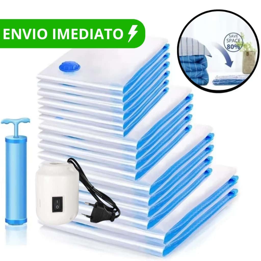 Kit Saco A Vácuo Grande Organizador Edredom Coberto Mala Roupa Viagem De Cama com Bomba Manual Tamanho Grande, imagem 1 de 1