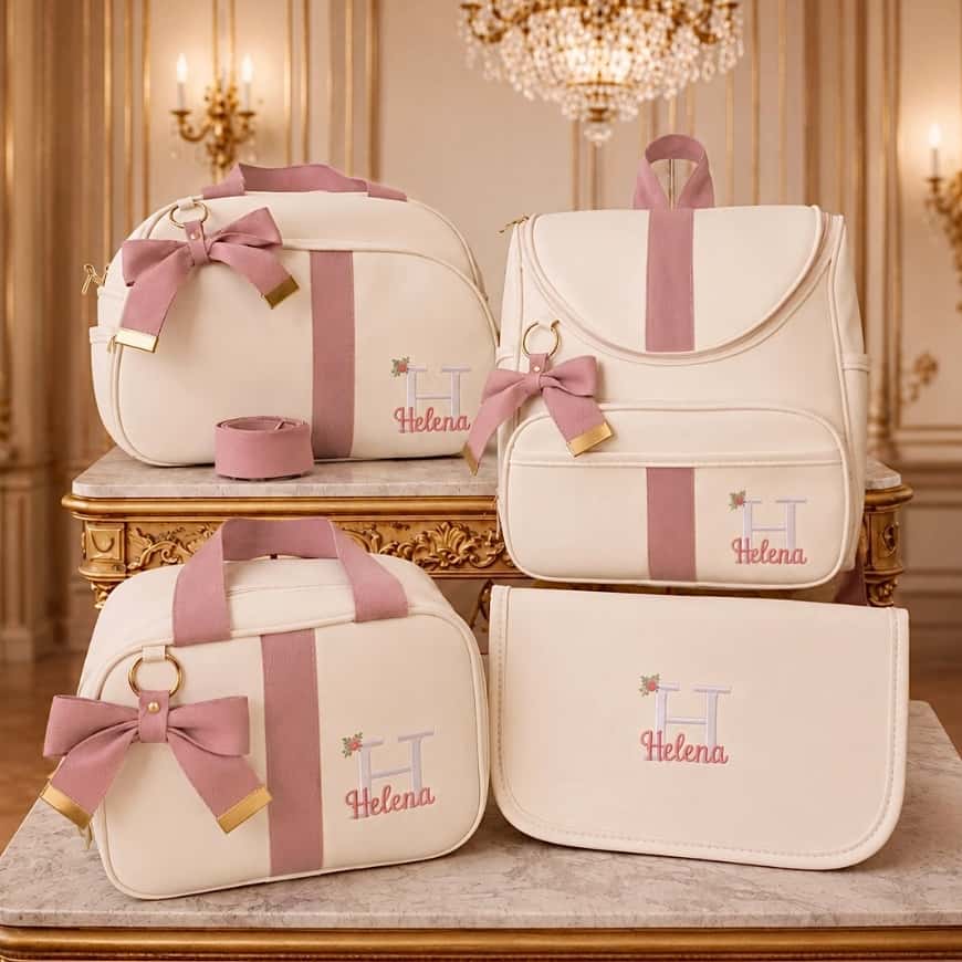 Kit Bolsas Maternidade 4 Peças Luxo, Completo Personalizado térmico e impermeável, Coleção Realeza, imagem 1 de 1