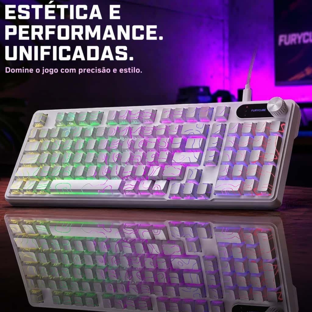 Teclado Gamer Semi Mecânico RGB Silencioso Teclas Macias para Escritório e Jogos, imagem 1 de 1
