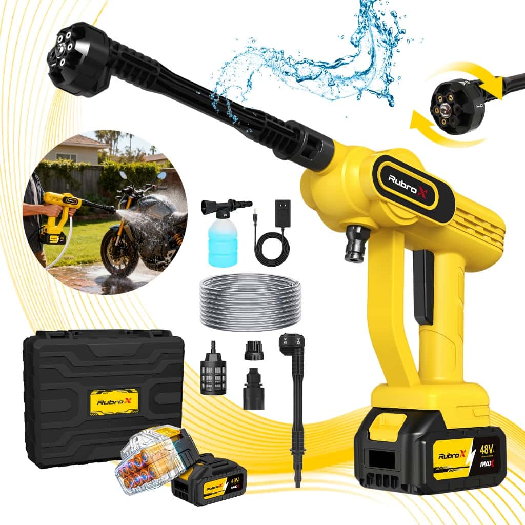 RubroX Lavadora de alta pressão portátil  6 em 1 Premium – 2 Bateria de Longa Duração, 1200 PSI, imagem 1 de 1