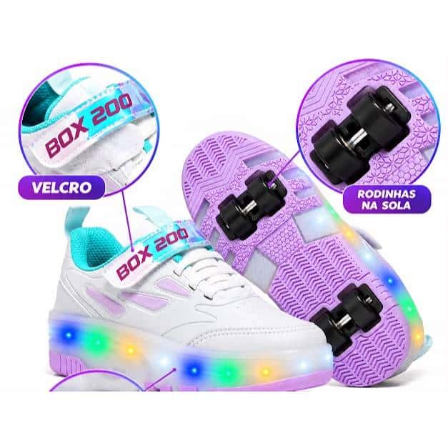 Tênis de Rodinha Infantil LED 2 em 1 Patins com 4 Rodinhas Removíveis Menina Menino Pronto Para Envio, imagem 1 de 1