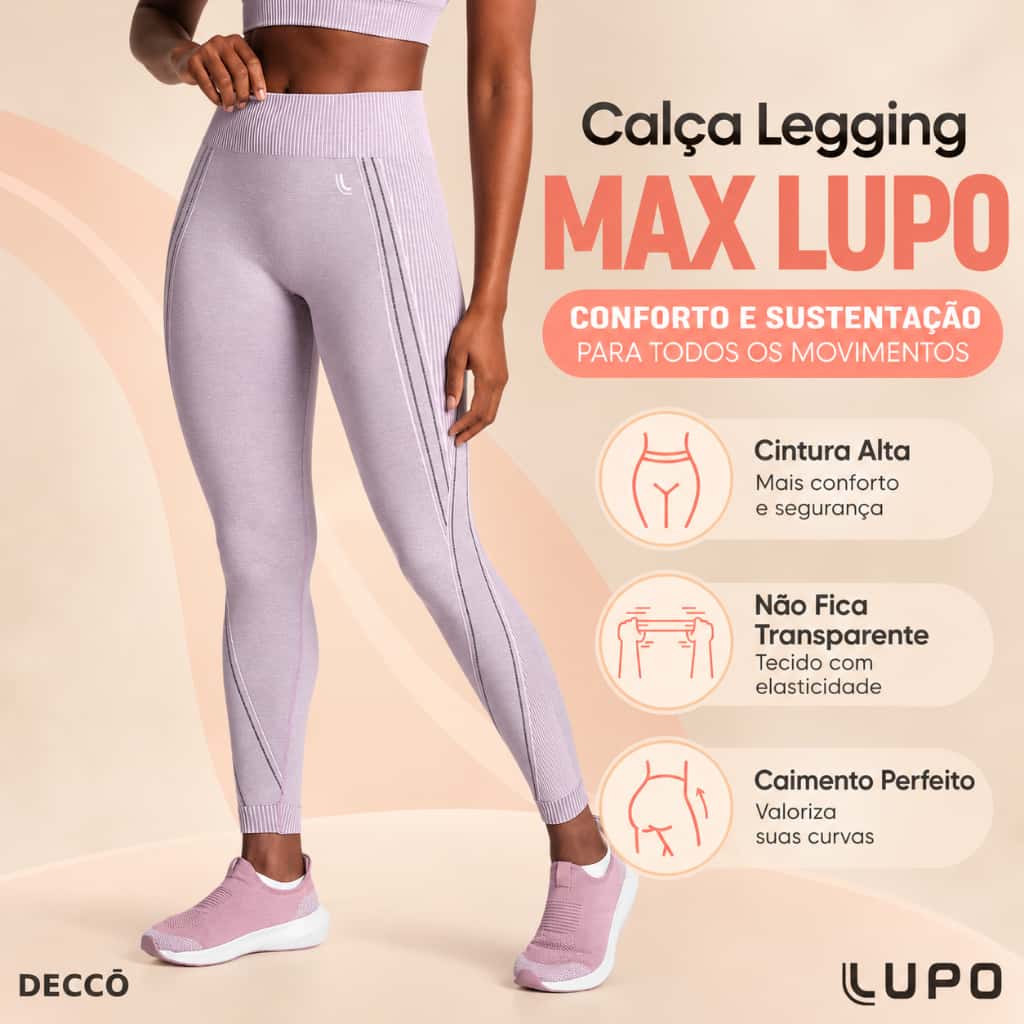 Calça Leg Legging Max Lupo Sport Tecnologia Sem Costura Seamless Dry para Treino de Alto Rendimento, imagem 1 de 1