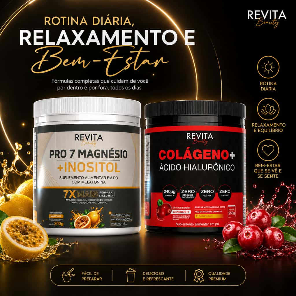 Kit Magnésio com Inositol Pro 7 + Colágeno com Ácido Hialurônico | Revita Beauty - Original, imagem 1 de 1
