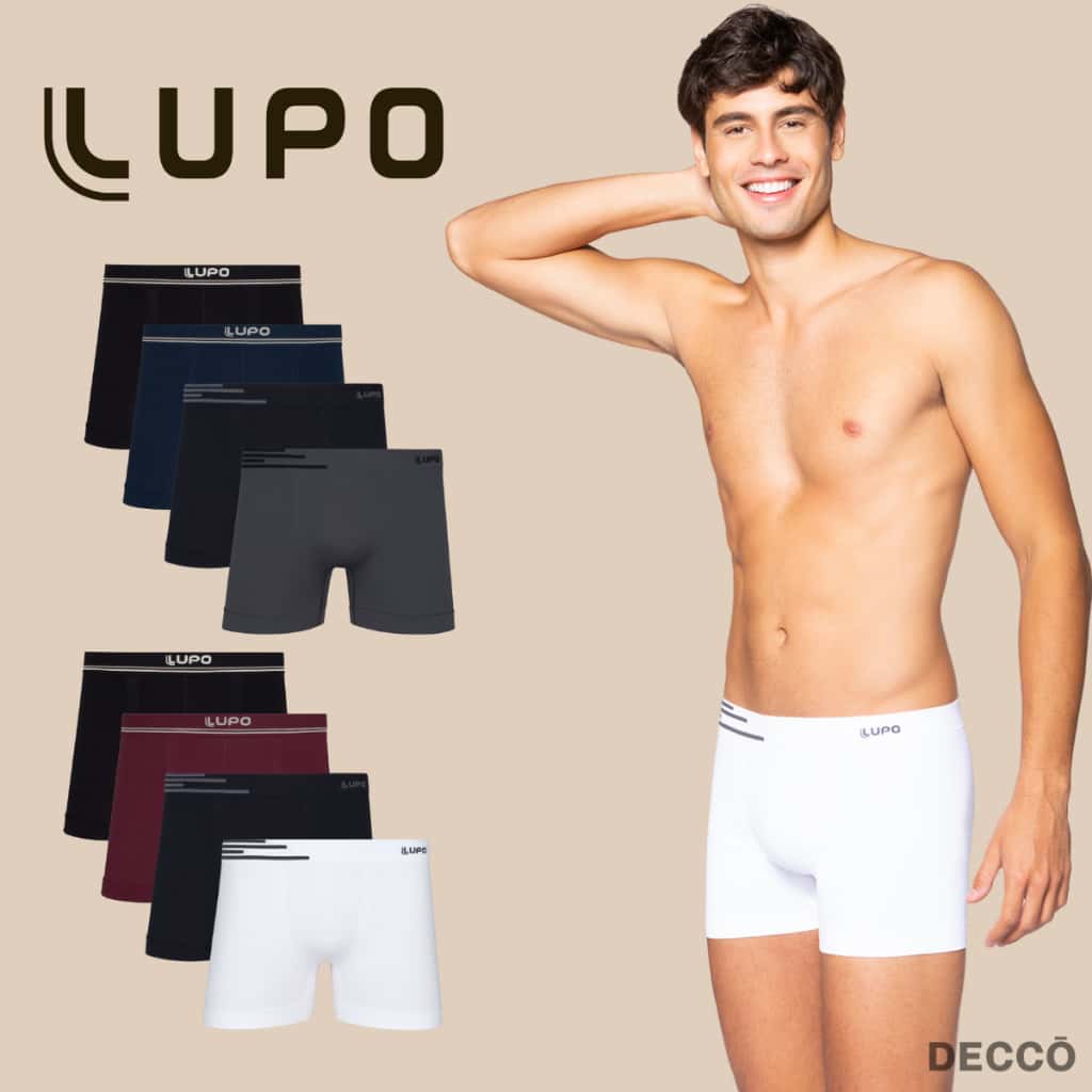 Kit De 4 Cuecas Originais Lupo Basic Boxer Box Microfibra Sem Costura, imagem 1 de 1