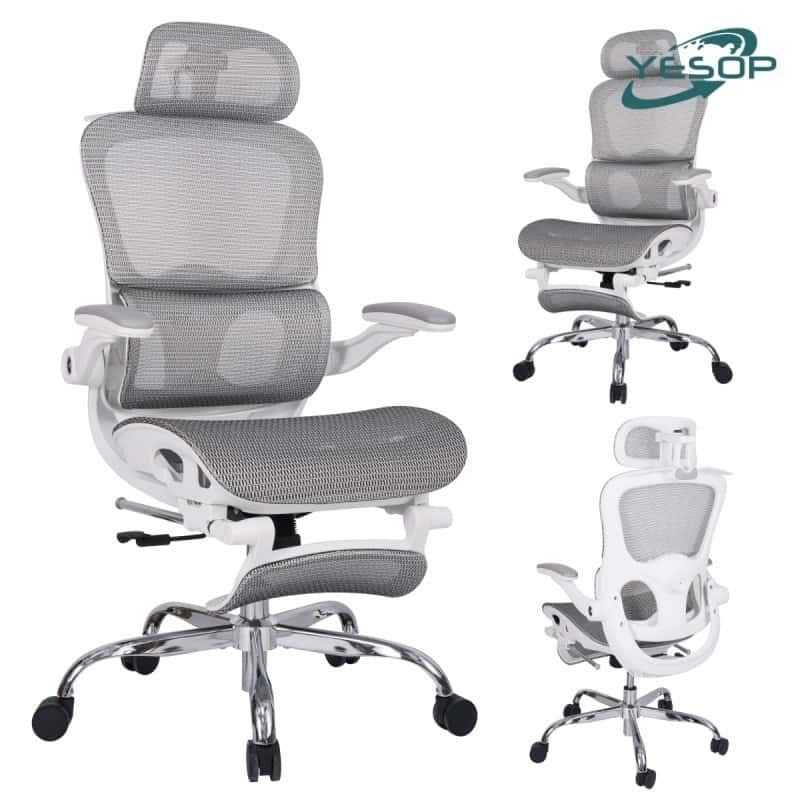YESOP Cadeira De Escritório Ergonômica Com Apoio Lombar E De Pernas Assento Zero Gravity Cor Branco, imagem 1 de 1