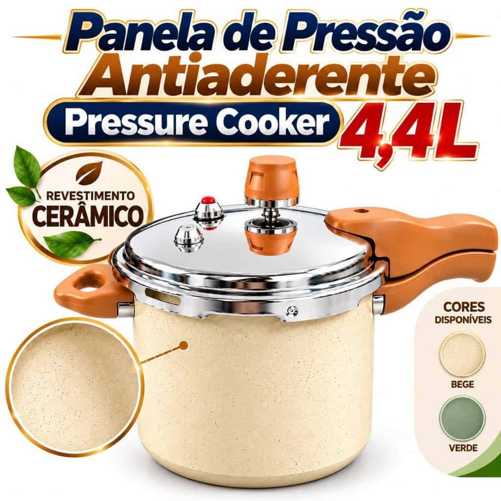 Panela Pressão Cerâmica Antiaderente Indução 4,4L Oikos 4 Válvulas, imagem 1 de 1