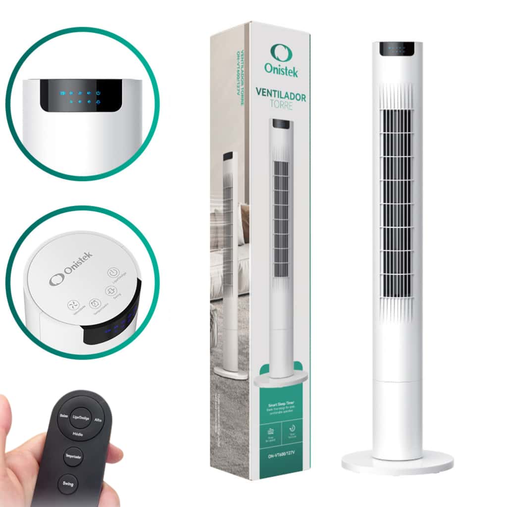 Ventilador Torre Silencioso com Controle Remoto 3 Velocidades Timer e Oscilação Ideal para Casa e Escritório ON-VT600, imagem 1 de 1