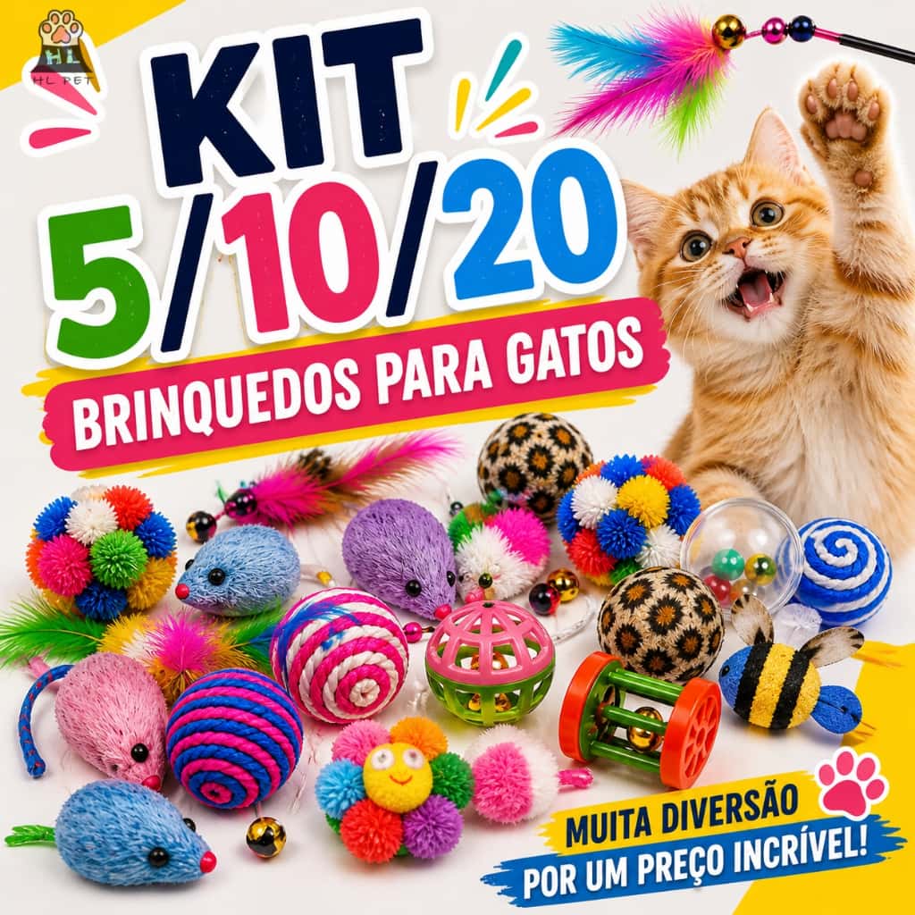 Kit 5/10/20 Brinquedos para Gatos Interativo Pet com ou sem Varinha Modelos Sortidos, imagem 1 de 1