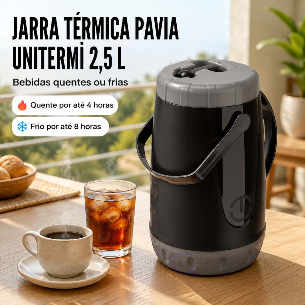 Jarra Garrafa ❄️Térmica🔥 Unitermi Pávia 2,5L  Chá Café☕ Suco🥤 Água 💧Tererê Bebidas Frias ou Quentes, imagem 1 de 1