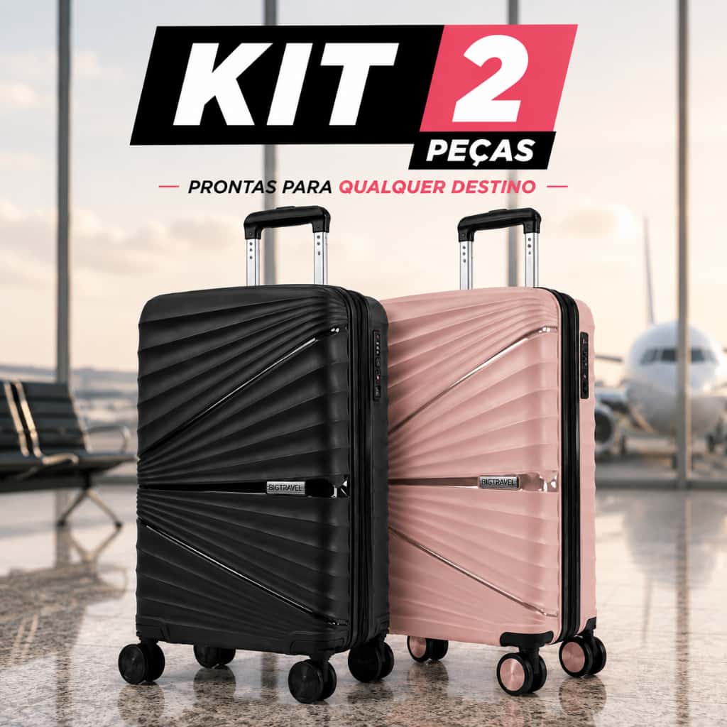 Kit Mala Casal 10Kg 55x35x25 Com Extensor Viagem Divisória Pode Levar na Cabine Giratória Anti-Furto, imagem 1 de 1
