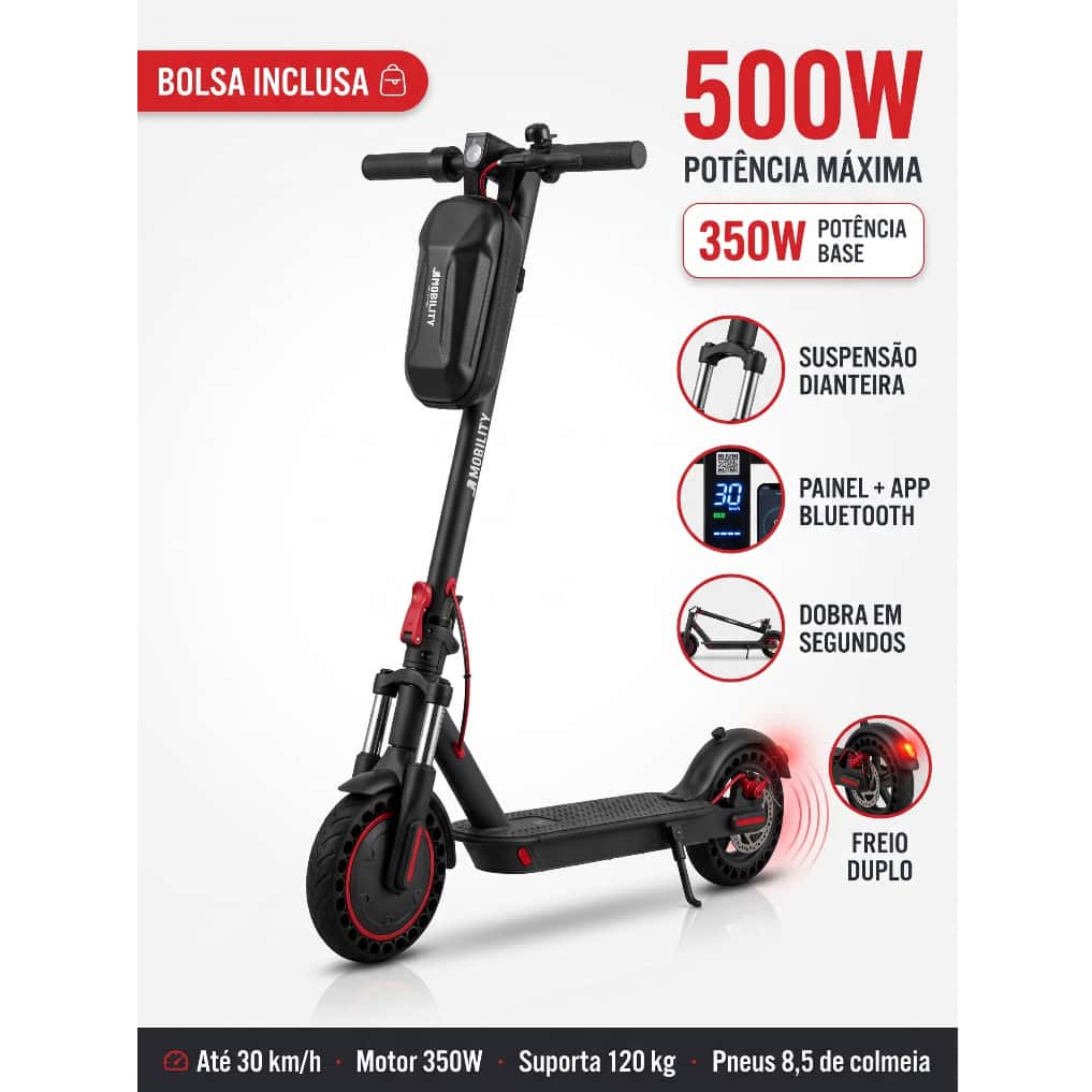 Patinete Elétrico J1Mobility 350W 30km/h – Scooter 3 Velocidades Dobrável com Amortecedor, imagem 1 de 1