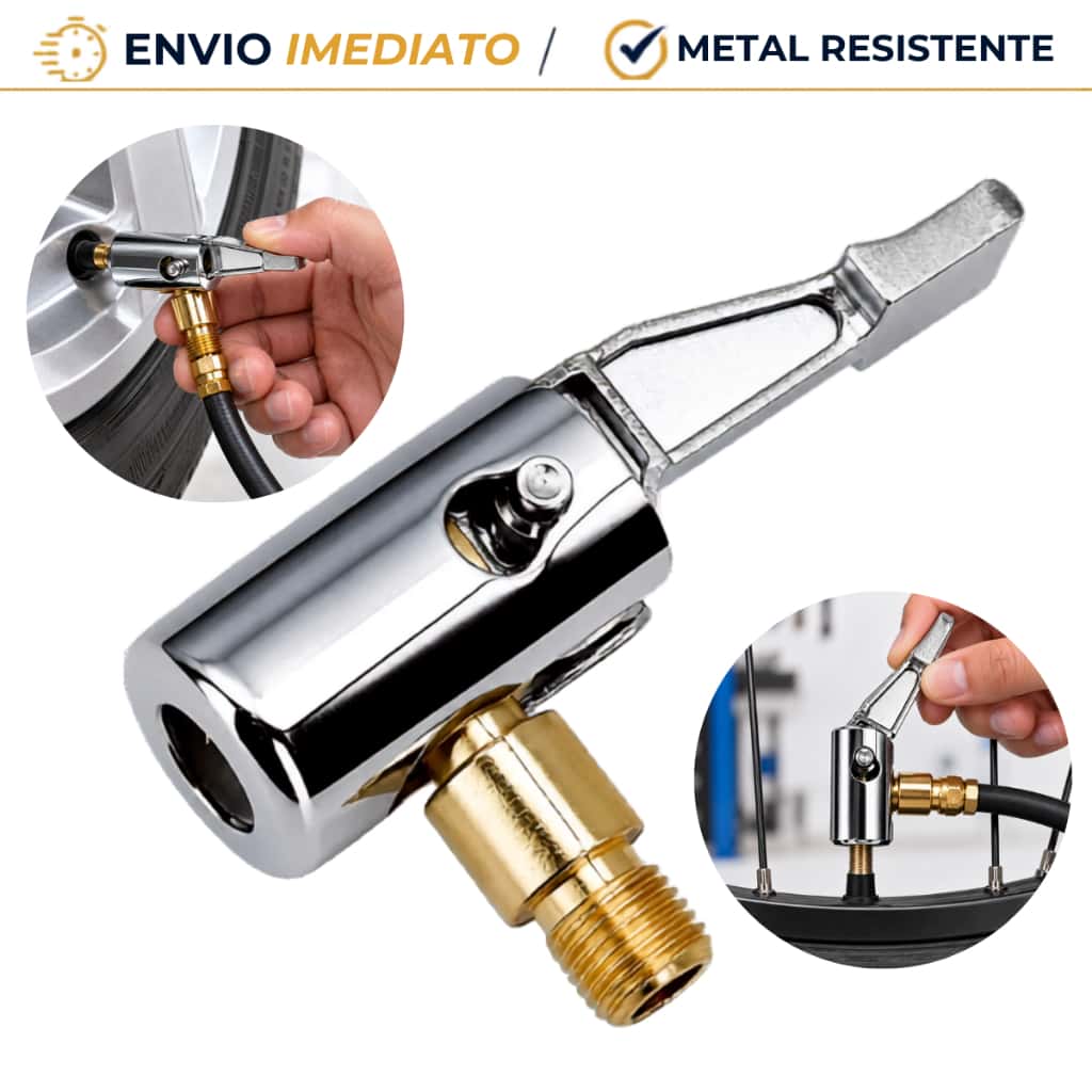 Bico Conector Inflador de Pneu com Presilha para Carro Adaptador Bomba de Ar e Compressor Portátil, imagem 1 de 1