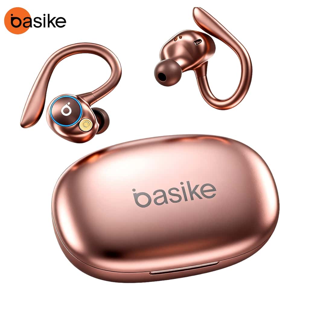 BASIKE Fones De Ouvido Sem Fio Bluetooth Fone Com Microfones Alta Fidelidade Som Estéreo Toque Inteligente Esportes, imagem 1 de 1